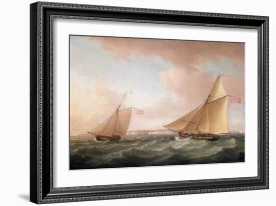 A Yacht from the British Lighthouse Service and a Revenue Cutter (Sailboat Armed for the Fight Agai-Thomas Whitcombe-Framed Giclee Print