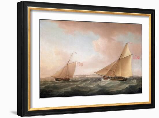 A Yacht from the British Lighthouse Service and a Revenue Cutter (Sailboat Armed for the Fight Agai-Thomas Whitcombe-Framed Giclee Print