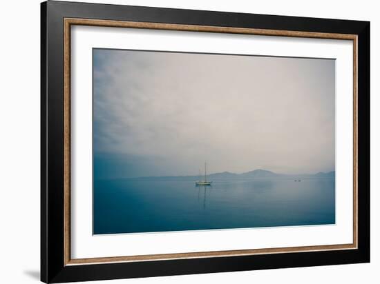 A Yacht Moored on Blue Water-Clive Nolan-Framed Photographic Print