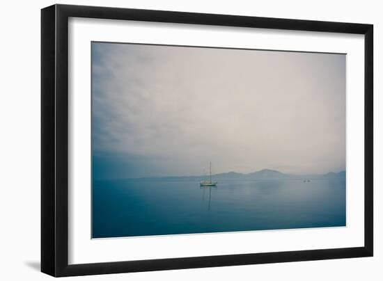 A Yacht Moored on Blue Water-Clive Nolan-Framed Photographic Print