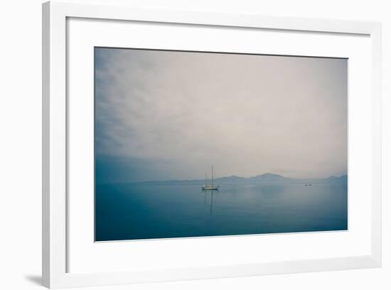 A Yacht Moored on Blue Water-Clive Nolan-Framed Photographic Print