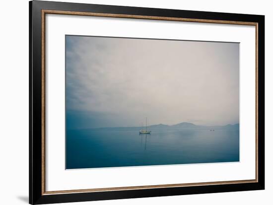 A Yacht Moored on Blue Water-Clive Nolan-Framed Photographic Print