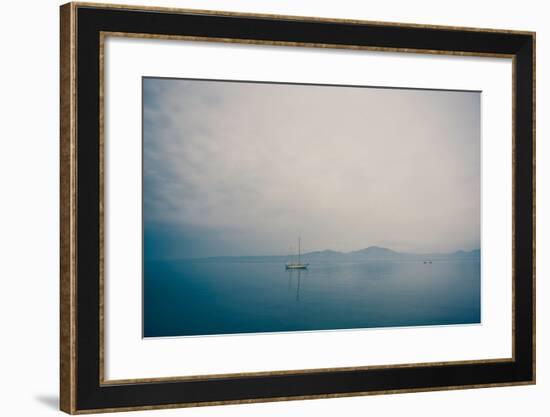 A Yacht Moored on Blue Water-Clive Nolan-Framed Photographic Print