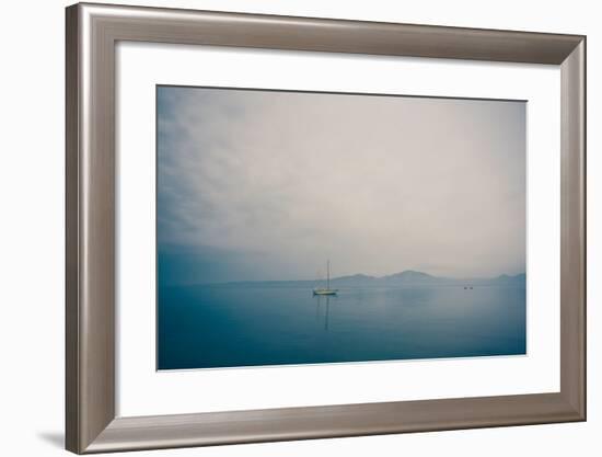 A Yacht Moored on Blue Water-Clive Nolan-Framed Photographic Print