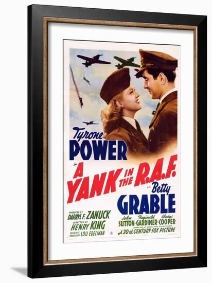 A Yank in the R.A.F., L-R: Betty Grable, Tyrone Power, 1941-null-Framed Premium Giclee Print