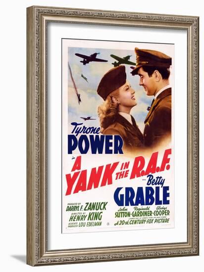 A Yank in the R.A.F., L-R: Betty Grable, Tyrone Power, 1941-null-Framed Art Print