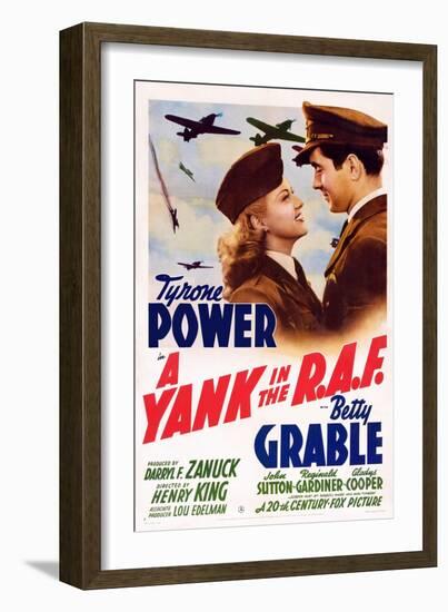 A Yank in the R.A.F., L-R: Betty Grable, Tyrone Power, 1941-null-Framed Art Print