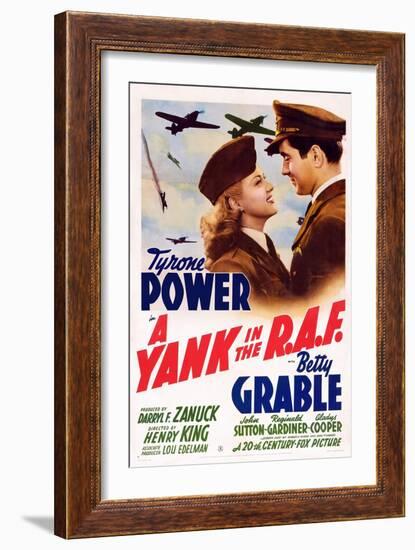 A Yank in the R.A.F., L-R: Betty Grable, Tyrone Power, 1941-null-Framed Art Print