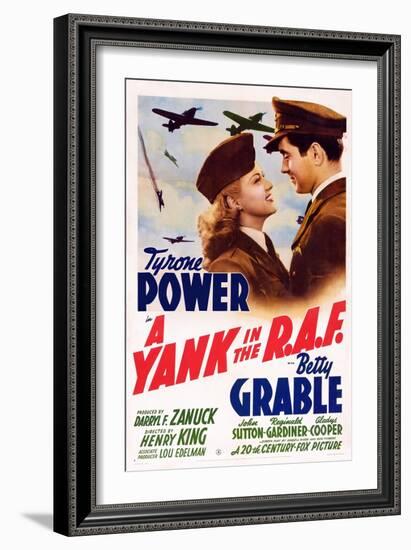 A Yank in the R.A.F., L-R: Betty Grable, Tyrone Power, 1941-null-Framed Art Print