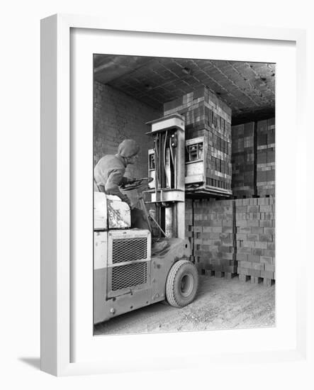 A Yardsman Stacking Pallets of Bricks, Whitwick Brickworks, Coalville, Leicestershire, 1963-Michael Walters-Framed Photographic Print