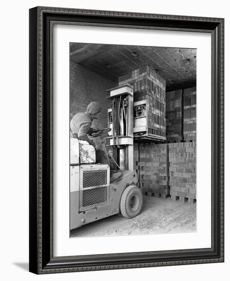 A Yardsman Stacking Pallets of Bricks, Whitwick Brickworks, Coalville, Leicestershire, 1963-Michael Walters-Framed Photographic Print