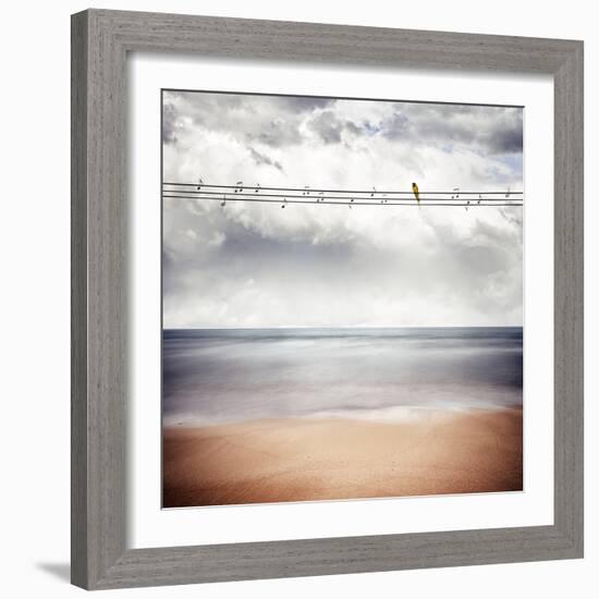 A Yellow Bird Sitting on a Wire-Luis Beltran-Framed Photographic Print