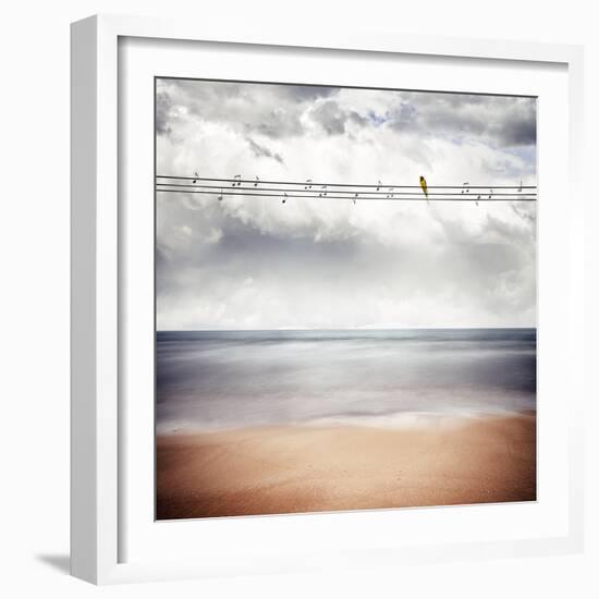 A Yellow Bird Sitting on a Wire-Luis Beltran-Framed Photographic Print