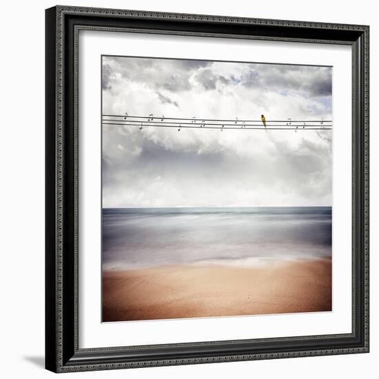 A Yellow Bird Sitting on a Wire-Luis Beltran-Framed Photographic Print