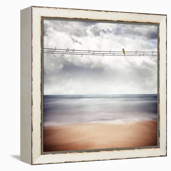 A Yellow Bird Sitting on a Wire-Luis Beltran-Framed Premier Image Canvas