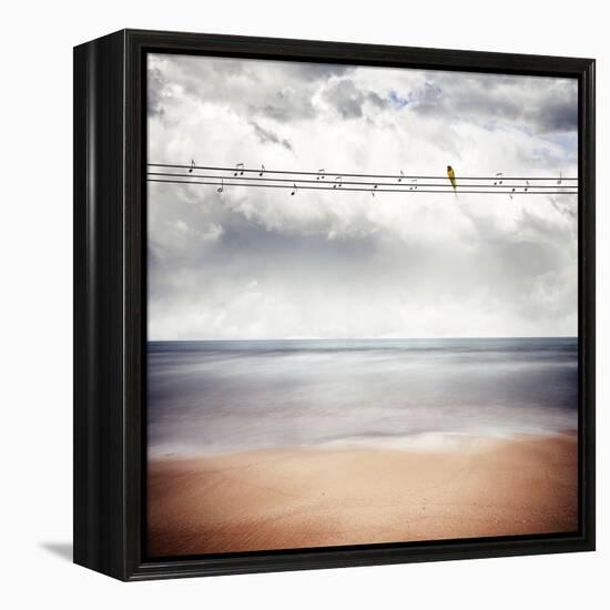 A Yellow Bird Sitting on a Wire-Luis Beltran-Framed Premier Image Canvas