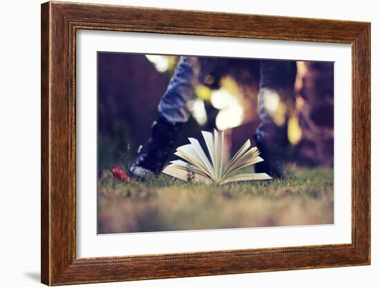 A Young Adult Standing over an Open Book-Carolina Hernández-Framed Photographic Print