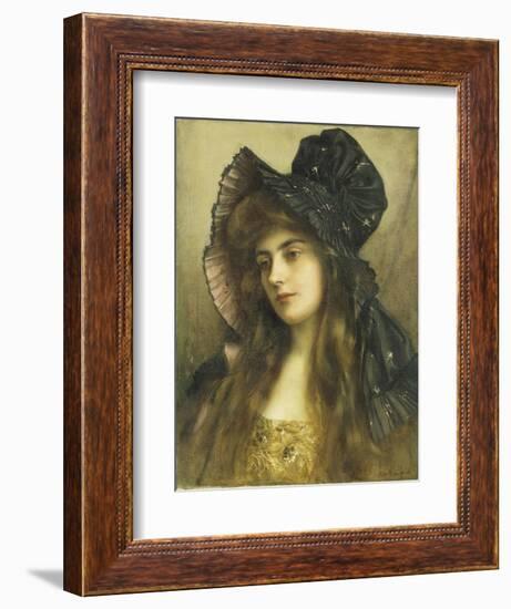 A Young Beauty in a Black Hat-Albert Lynch-Framed Giclee Print