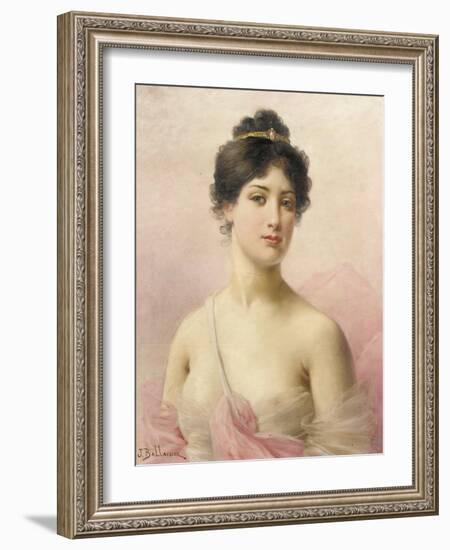 A Young Beauty (Oil on Canvas)-Jules Frederic Ballavoine-Framed Giclee Print