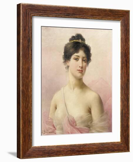 A Young Beauty (Oil on Canvas)-Jules Frederic Ballavoine-Framed Giclee Print