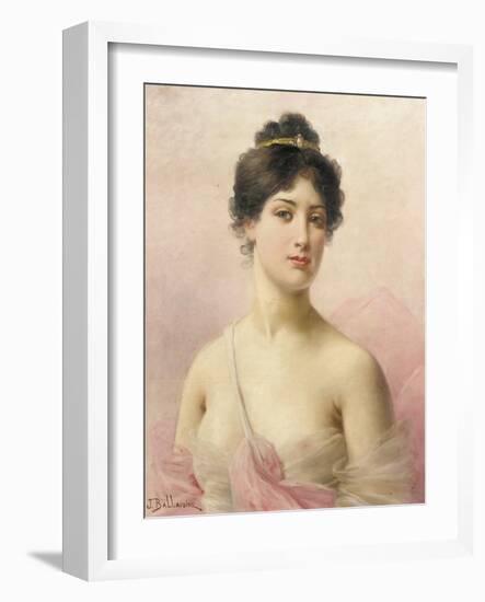 A Young Beauty (Oil on Canvas)-Jules Frederic Ballavoine-Framed Giclee Print