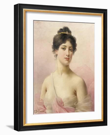 A Young Beauty (Oil on Canvas)-Jules Frederic Ballavoine-Framed Giclee Print