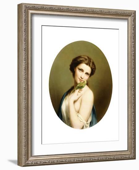 A Young Beauty with a Parakeet-Fritz Zuber-Buhler-Framed Giclee Print