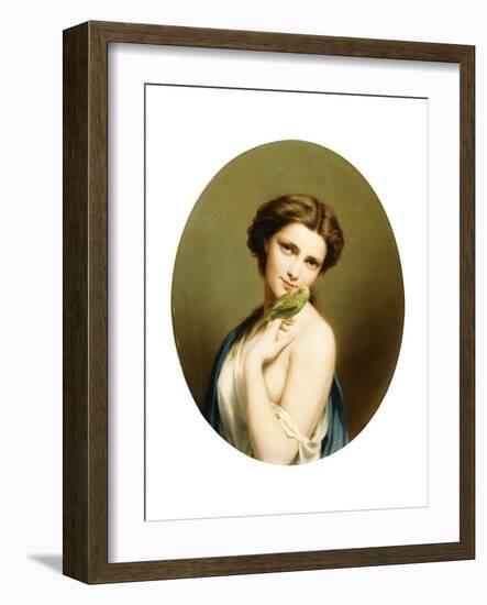 A Young Beauty with a Parakeet-Fritz Zuber-Buhler-Framed Giclee Print