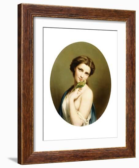 A Young Beauty with a Parakeet-Fritz Zuber-Buhler-Framed Giclee Print