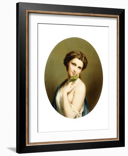 A Young Beauty with a Parakeet-Fritz Zuber-Buhler-Framed Giclee Print