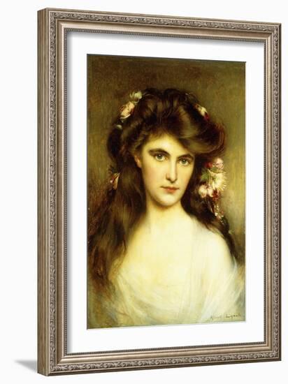 A Young Beauty with Flowers in Her Hair-Albert Lynch-Framed Giclee Print