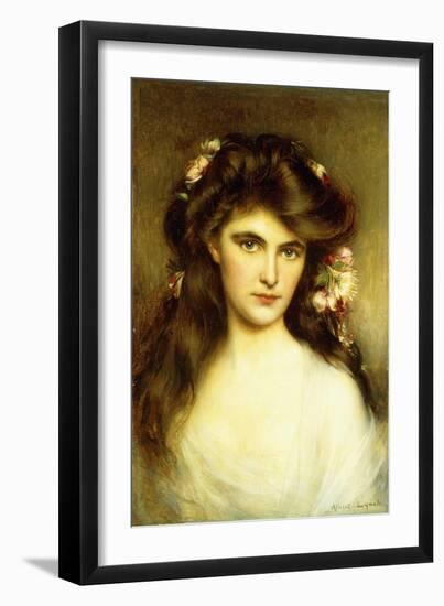 A Young Beauty with Flowers in Her Hair-Albert Lynch-Framed Giclee Print