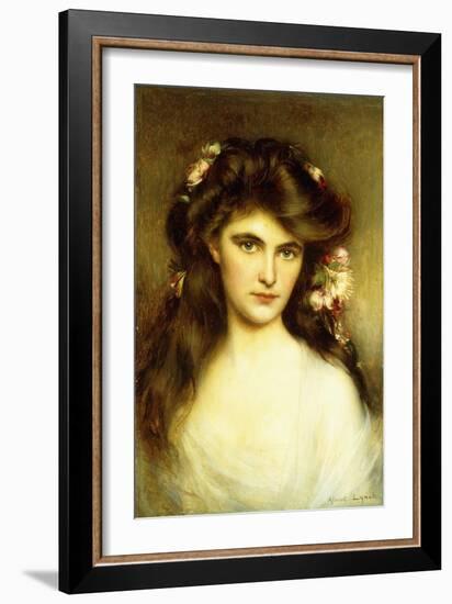 A Young Beauty with Flowers in Her Hair-Albert Lynch-Framed Giclee Print