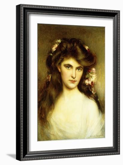 A Young Beauty with Flowers in Her Hair-Albert Lynch-Framed Giclee Print