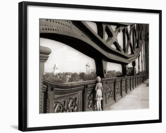 A Young Boy on Tip Toes to Get a View from the Bridge, 1959-null-Framed Photographic Print