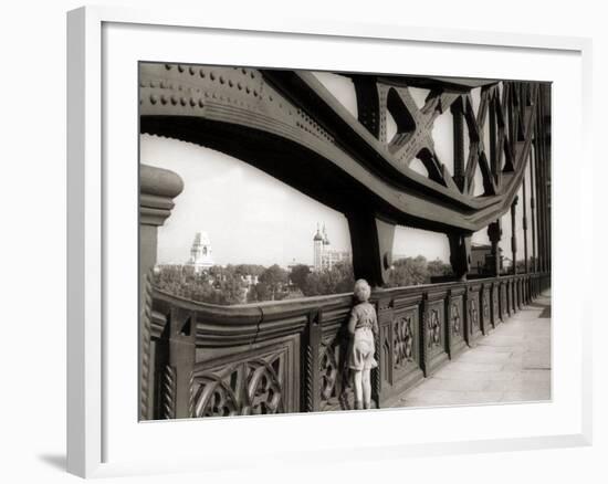 A Young Boy on Tip Toes to Get a View from the Bridge, 1959-null-Framed Photographic Print