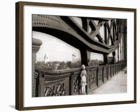 A Young Boy on Tip Toes to Get a View from the Bridge, 1959-null-Framed Photographic Print