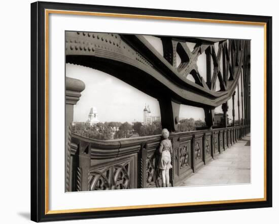 A Young Boy on Tip Toes to Get a View from the Bridge, 1959-null-Framed Photographic Print