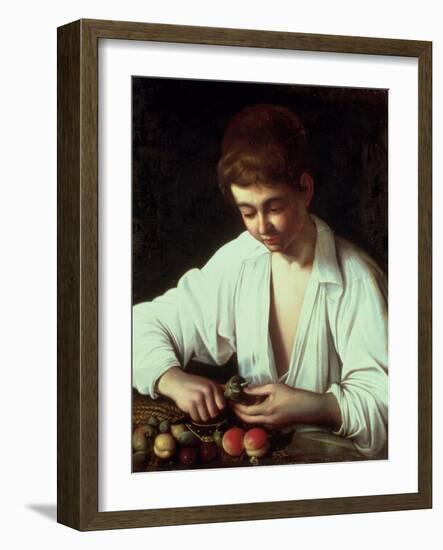 A Young Boy Peeling an Apple-Caravaggio-Framed Giclee Print