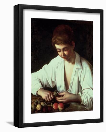 A Young Boy Peeling an Apple-Caravaggio-Framed Giclee Print