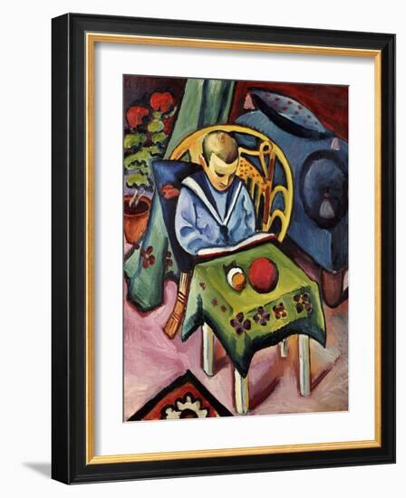 A Young Boy with Books and Toys-Auguste Macke-Framed Giclee Print