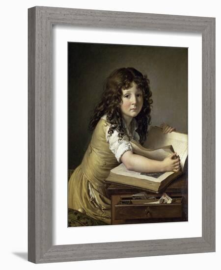 A Young Child Looking at Figures in a Book-Anne-Louis Girodet de Roussy-Trioson-Framed Giclee Print