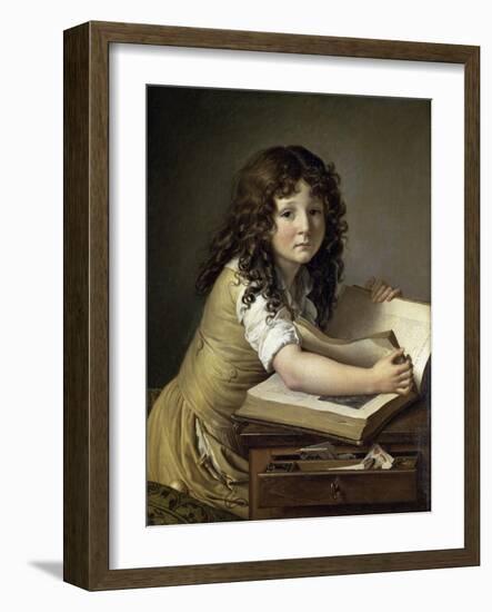 A Young Child Looking at Figures in a Book-Anne-Louis Girodet de Roussy-Trioson-Framed Giclee Print