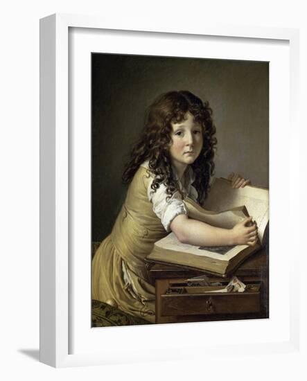 A Young Child Looking at Figures in a Book-Anne-Louis Girodet de Roussy-Trioson-Framed Giclee Print