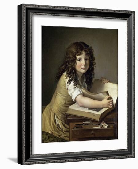 A Young Child Looking at Figures in a Book-Anne-Louis Girodet de Roussy-Trioson-Framed Giclee Print