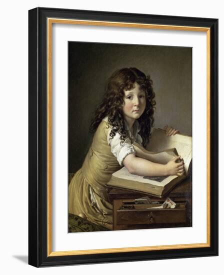 A Young Child Looking at Figures in a Book-Anne-Louis Girodet de Roussy-Trioson-Framed Giclee Print