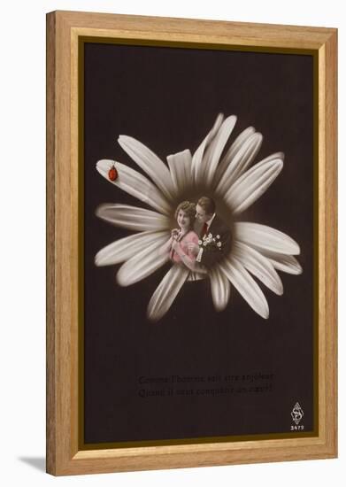 A Young Couple in the Centre of a Flower with Ladybird-null-Framed Premier Image Canvas