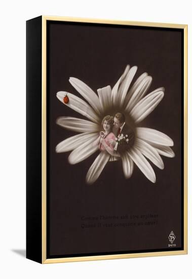 A Young Couple in the Centre of a Flower with Ladybird-null-Framed Premier Image Canvas