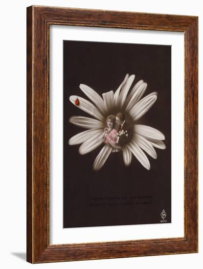 A Young Couple in the Centre of a Flower with Ladybird-null-Framed Photographic Print