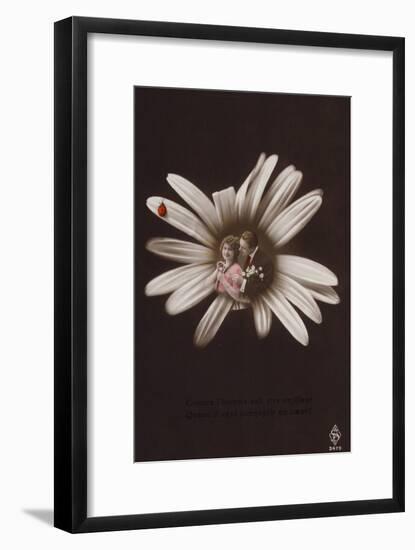 A Young Couple in the Centre of a Flower with Ladybird-null-Framed Photographic Print